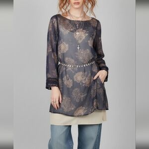 Gentle Fawn Sheer Long Sleeve Dress Size S Baggy Oversized Whimsigoth Dark Fairy